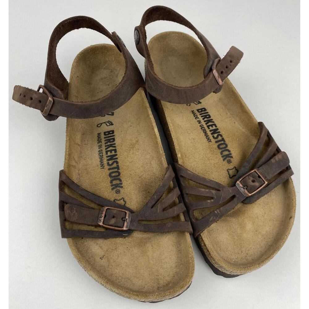 Birkenstock Sandals Women Bali Birkies Brown Habana Oiled Leather 37 240 L6 EUC